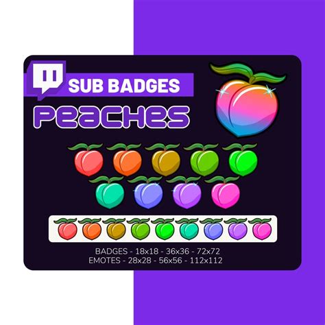 Peaches Twitch Sub Badge Bundle Emote Streamer Emoji Cheer Badge