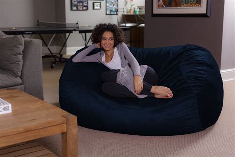 Buy Sofa Sack Bean Bag Chair Memory Foam Lounger With Microsuede Cover All Ages 6 Ft Blue