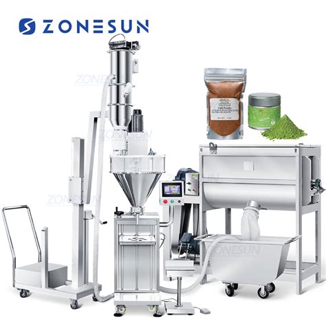 Zonesun Semi Automatic Dry Powder Mixing Filling Machine With Feeding