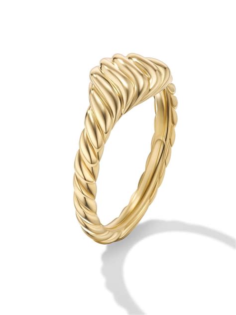 David Yurman 18kt Yellow Gold Sculpted Cable Pinky Ring Gold FARFETCH