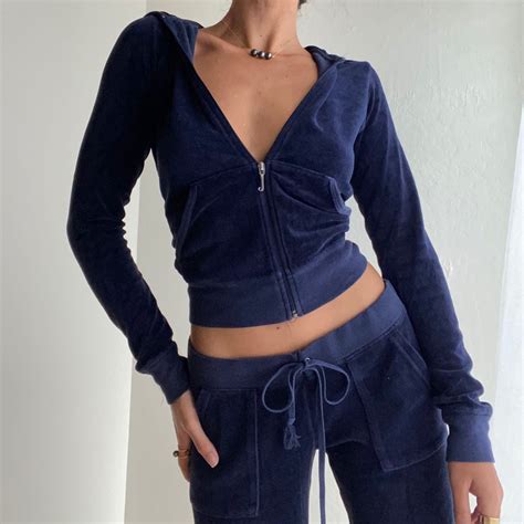 Juicy Couture Velour Tracksuit Deep Navy Blue Depop Juicy