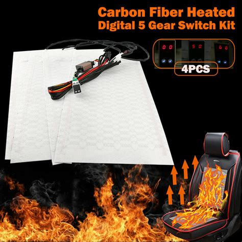 Seats Universal Car Carbon Fiber Heated Seat Heater Kit Level