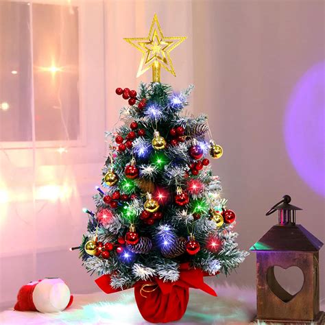 Fayavoo Mini sapin de Noël artificiel de 61 cm avec lumières sapin de