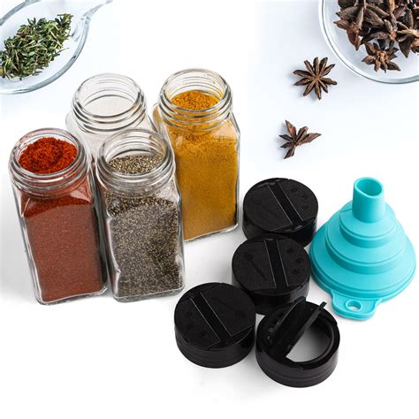 Tebery 30 Pack Glass Spice Jars Square Glass Bottles