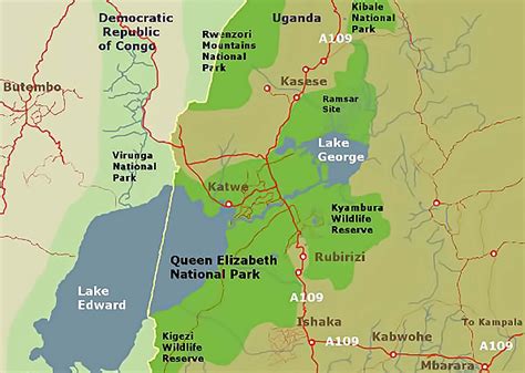 Map of Queen Elizabeth National Park in Uganda