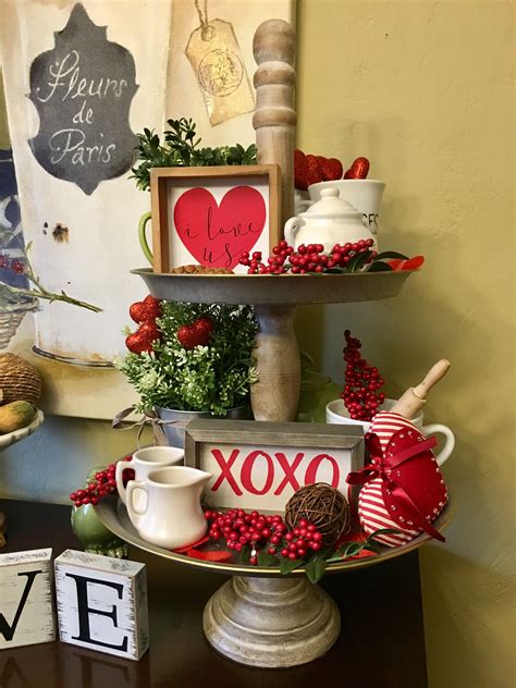 Valentines Day Tiered Tray Decor Valentine S Home Decoration