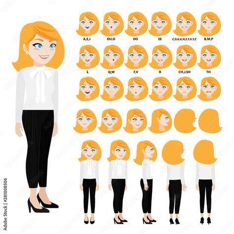 Cartoon Character With Business Woman In Suit For Animation Front