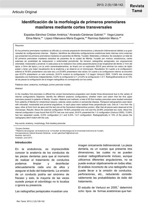 PDF Identificación de la morfología de primeros premolares interna