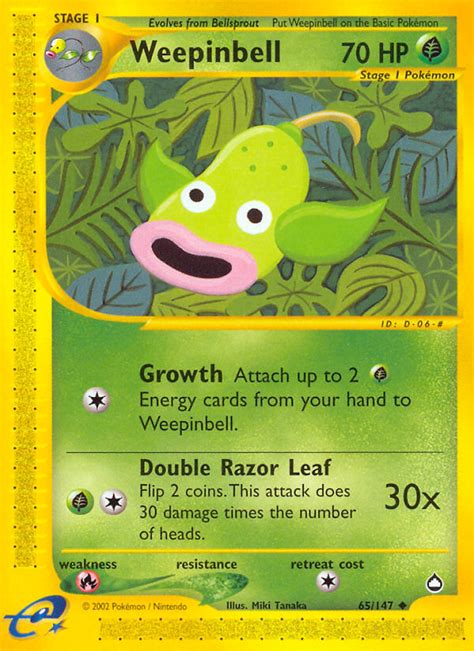 Weepinbell 65/147 - Aquapolis - e-Card - Pokemon Trading Card Game ...