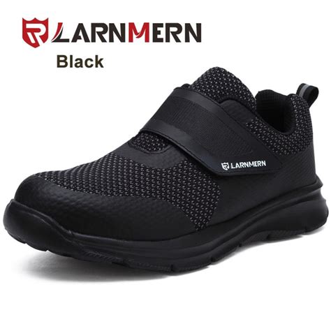 Larnmern Men Velcro Steel Toe Safety Shoes Pucture Proof Work Shoes