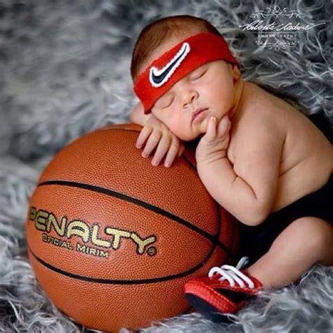 On A Basketball Newborn Photography Boy Basketball Baby Pictures