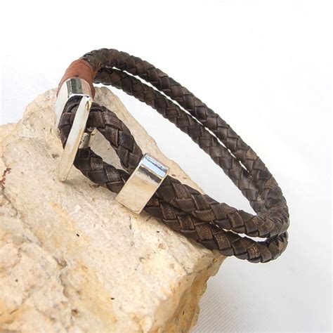 Men S Leather Bracelet Braided Leather Bracelet For Men Etsy