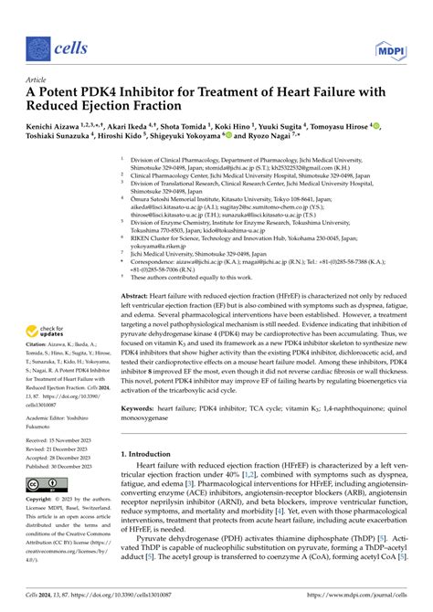 Pdf A Potent Pdk4 Inhibitor For Treatment Of Heart Failure With Reduced Ejection Fraction