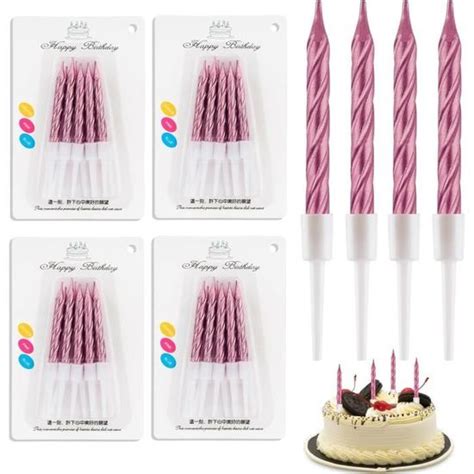 Lot De Bougies D Anniversaire En Spirale M Tallique Avec Supports