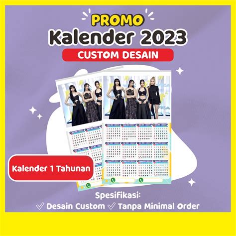 Jual Cetak Kalender Dinding 2023 Custom 1 Tahun Ukuran A3 Kalender Promosi Instansi