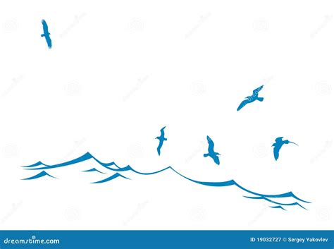 Vector Silhouette Of The Sea Birds Stock Vector Illustration Of Bird