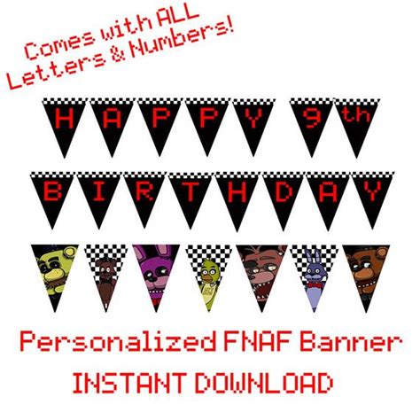 PRINTABLE FNAF Banner - Diy personalized - Birthday party decor | Diy ...