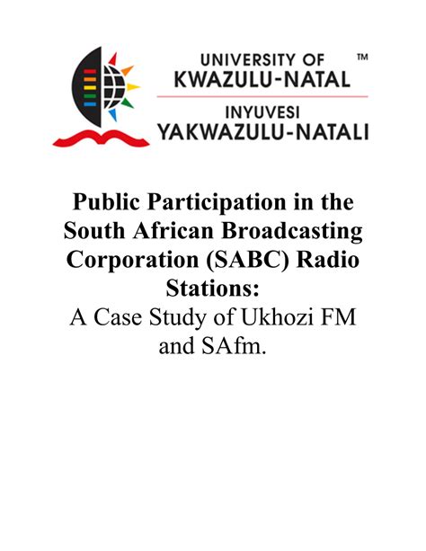 Pdf Public Participation In The South African Broadcasting