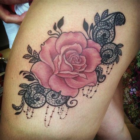 Pretty Rose And Lace Piece From This Morning Lace Tattoo Lace Rose