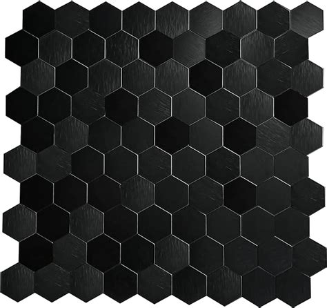 Miscasa Peel And Stick Hexagon Tile Black Brushed Aluminum Texture