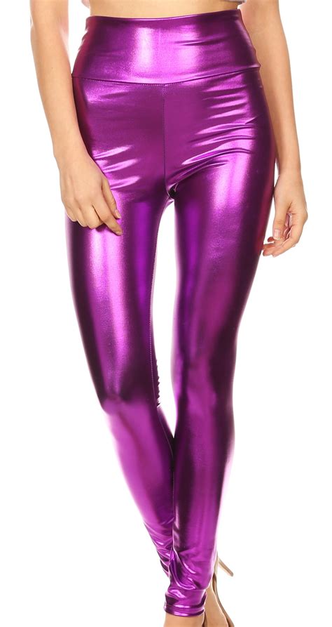 Sakkas Sakkas Shiny Liquid Metallic High Waist Stretch Leggings