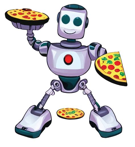 Funny Robot with pizza 12675823 Vector Art at Vecteezy