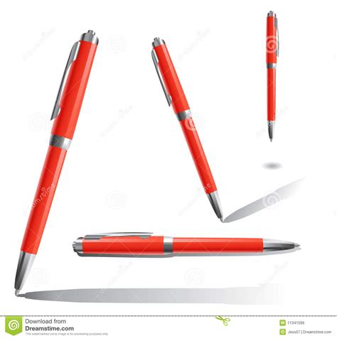 Four Red Pens Stock Illustration Illustration Of Highlight 11341599