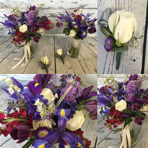 An Iris Bouquet With A Wildflower Feel And Tons Of Purple And Touches