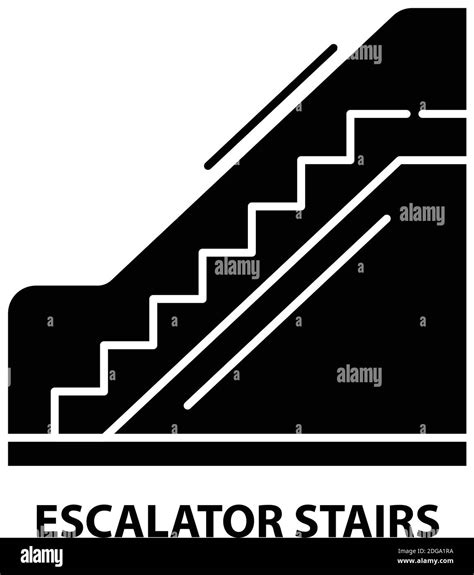 icono de escalera mecánica signo vectorial negro con trazos editables