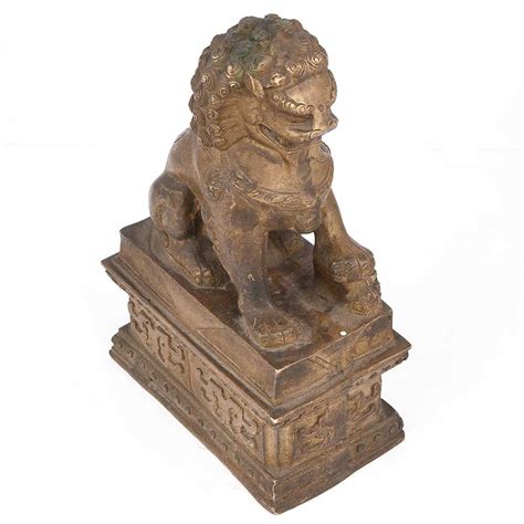 Chinese Folk Fengshui Brass Lion Statue