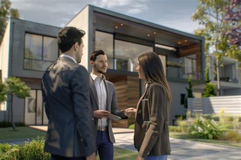 Premium Photo Real Estate Agent Showing House To Couple