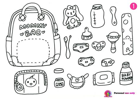 Coloring Pages Mommy Bag Paper Diy Printables Babysitting