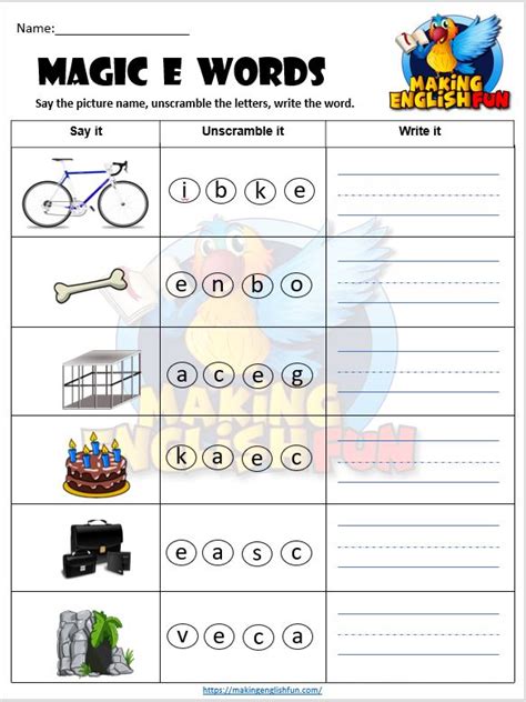 Magic E Scramble Long Vowel Worksheets Editablemaking English Fun