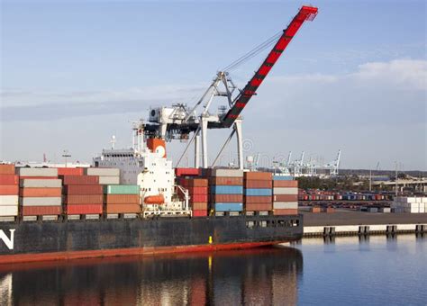 Jacksonville City Port Cargo Ship Stock Image Image Of Crane