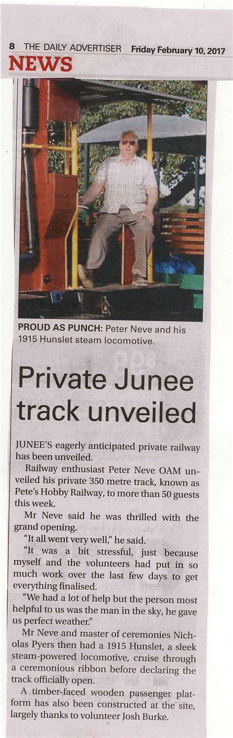 Private Junee Track Unveiled Petes Hobby Railway