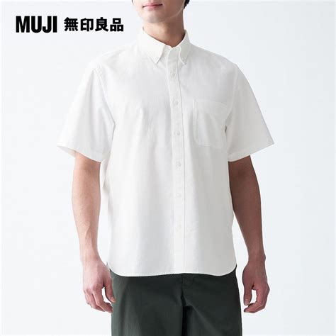 Muji 無印良品 男有機棉水洗牛津布扣領短袖襯衫白色 Pchome 24h購物