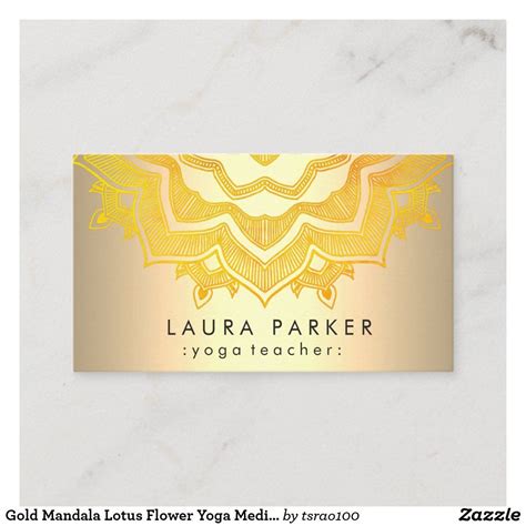 Gold Mandala Lotus Flower Yoga Meditation Holistic Business Card