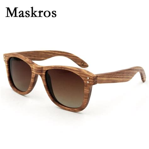 Maskros Spring Hinge Wood Polarized Sunglasses Men Women Coating Uv400 Sun Glasses Vintage