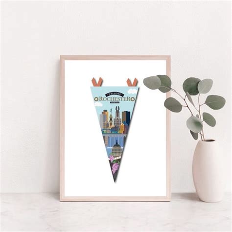 Rochester Skyline Art Print Rochester Poster Rochester Etsy