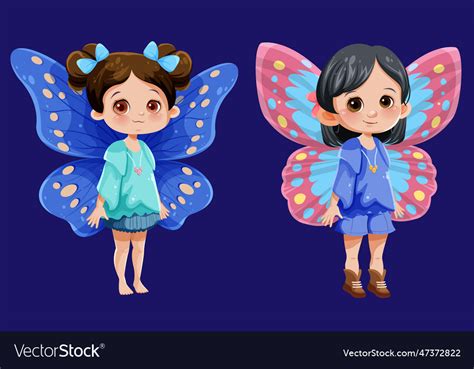 Cute fairy tale cartoon character with butterfly Vector Image