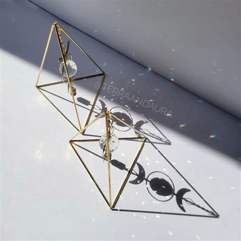 Triple Goddess Geometric Brass Himmeli Pyramid Prism Desktop Suncatcher