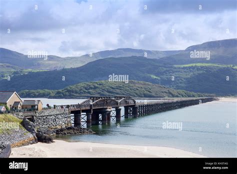 Barmouth Railway Bridge Over Mawddach Estuary For The Cambrian Coast