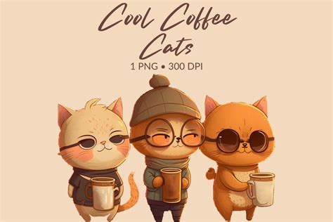 Cool Coffee Cats Sublimation Graphic By Esch Creative · Creative Fabrica