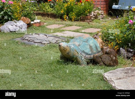 Turtle Statue In The Park Stock Photo Alamy