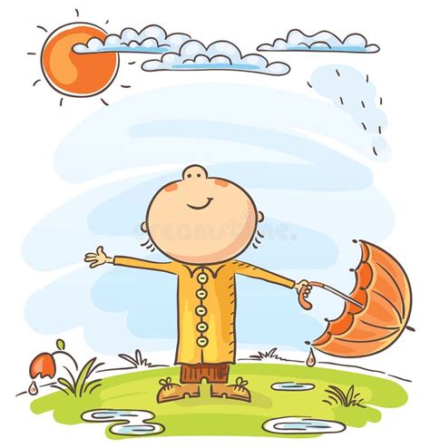 Man Is Happy That The Rain Has Ended Stock Vector Illustration Of