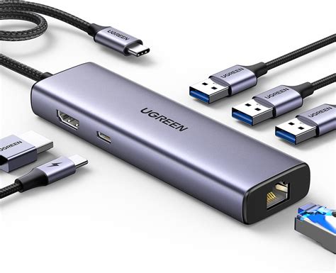 Amazon Ugreen Revodok Usb C ハブ 6 In 1 4k 60hz Hdmi ハブ Lan Usb C 3 2 And Usb A 3 2 100w Pd電源供給