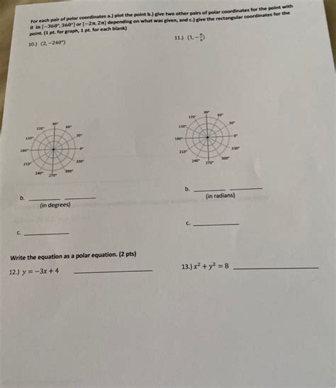 Solved For Each Pair Of Polar Coordinates A Plot The Point