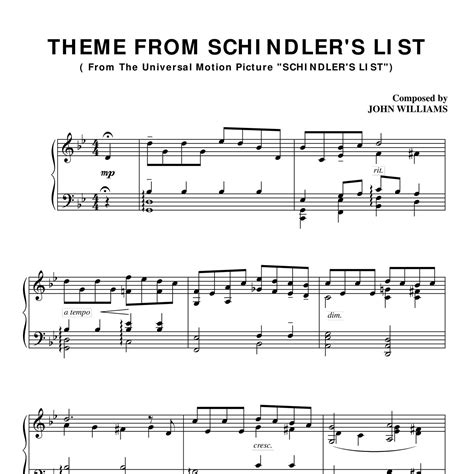 Free Printable Schindlers List Violin Sheet Music