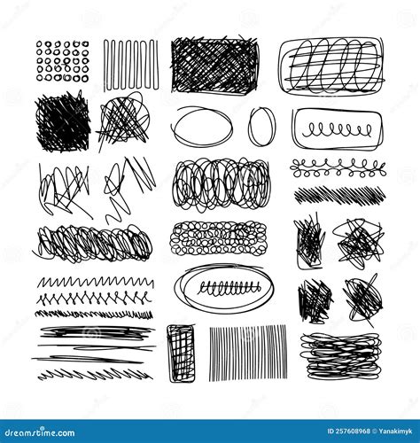 Set Of Hand Drawn Ink Pen Scribbles Stock Vector Illustration Of