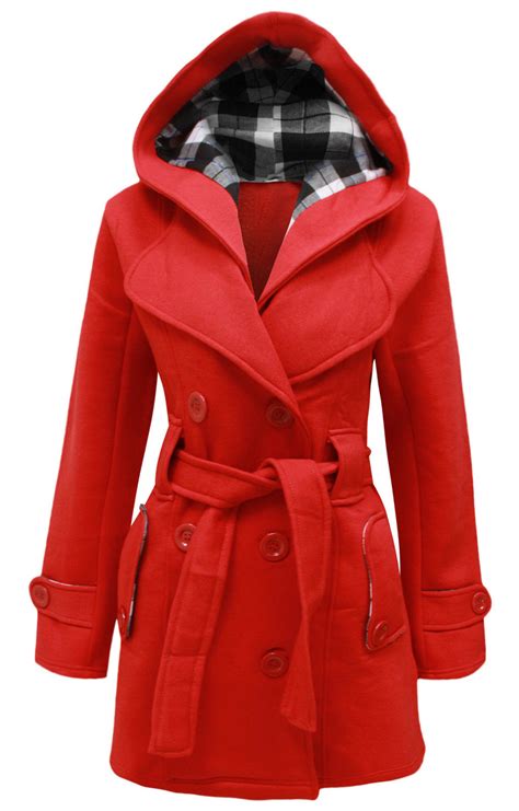 Cexi Couture Womens Ladies Double Breasted Fleece Winter Coat Belted